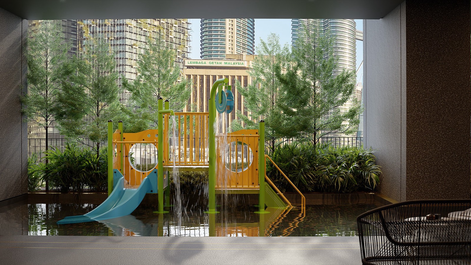 Kolam kanak-kanak dengan permainan air di Divine KLCC