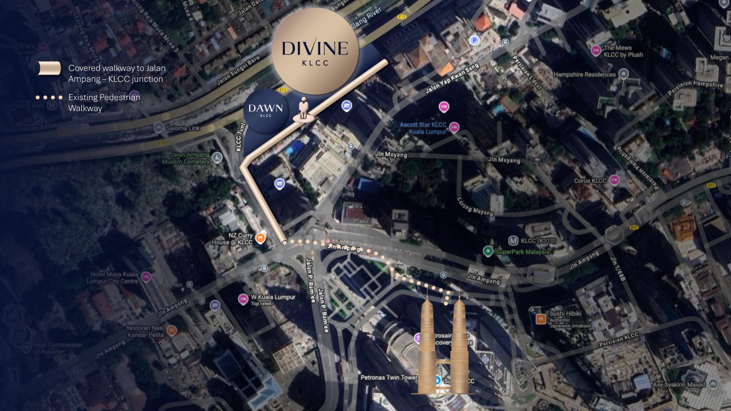 Divine KLCC 周边 KLCC 核心连接地图